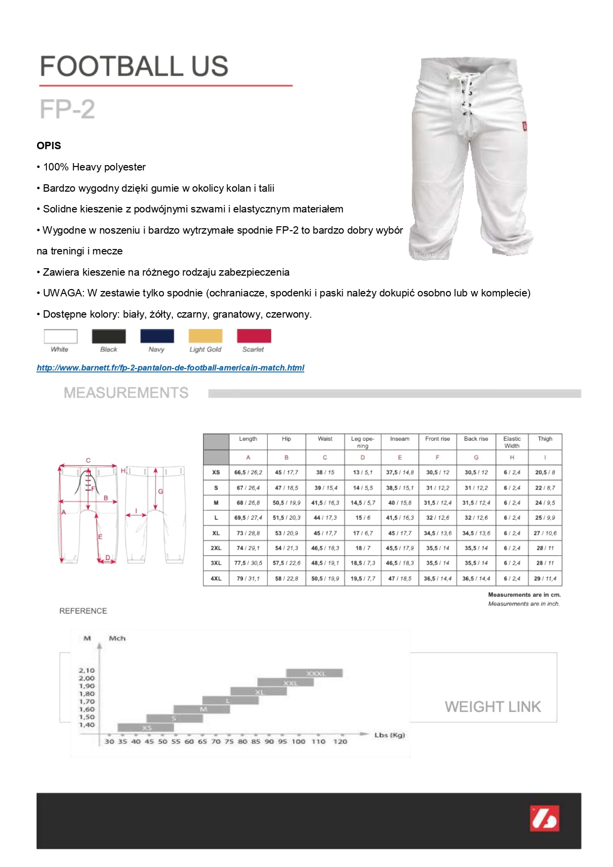 FP-2 spodnie futbolowe, meczowe