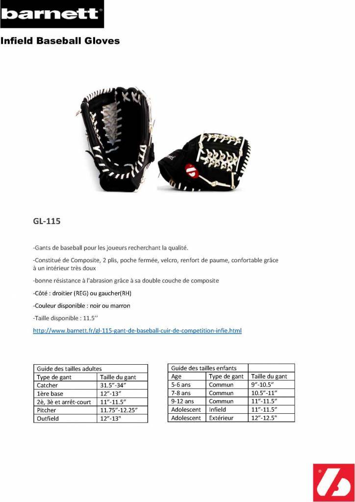 GL-115 Rekawica baseballowa turniejowa, infield 11,5, skóra naturalna, czarna