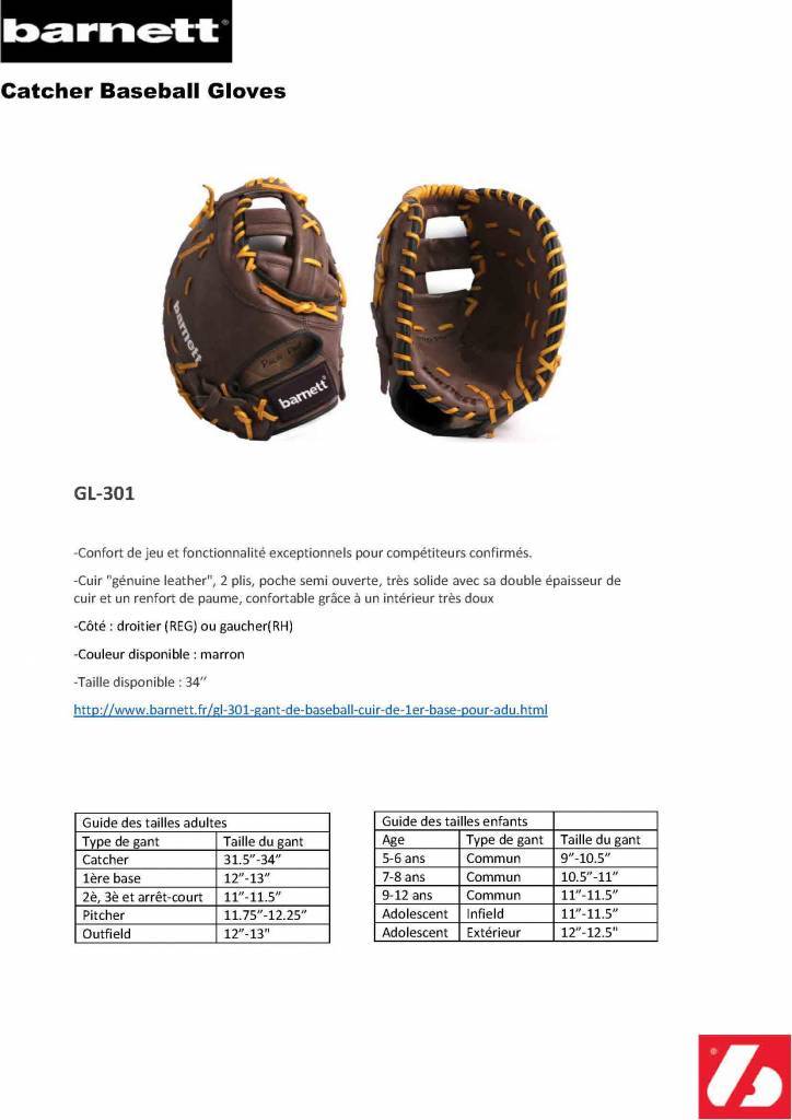 GL-301 Rekawica baseballowa turniejowa dla pierwszobazowego, skórzana, dla doroslych, czarna