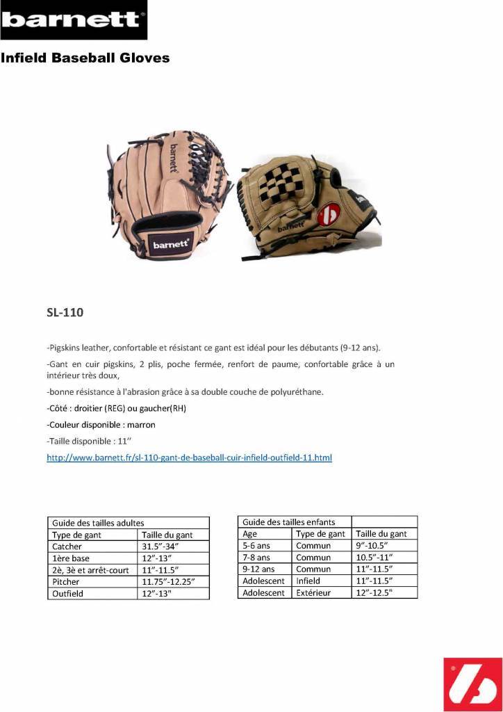 SL-110 Skórzana rekawica baseballowa infield/outfield, rozmiar 11, brazowa